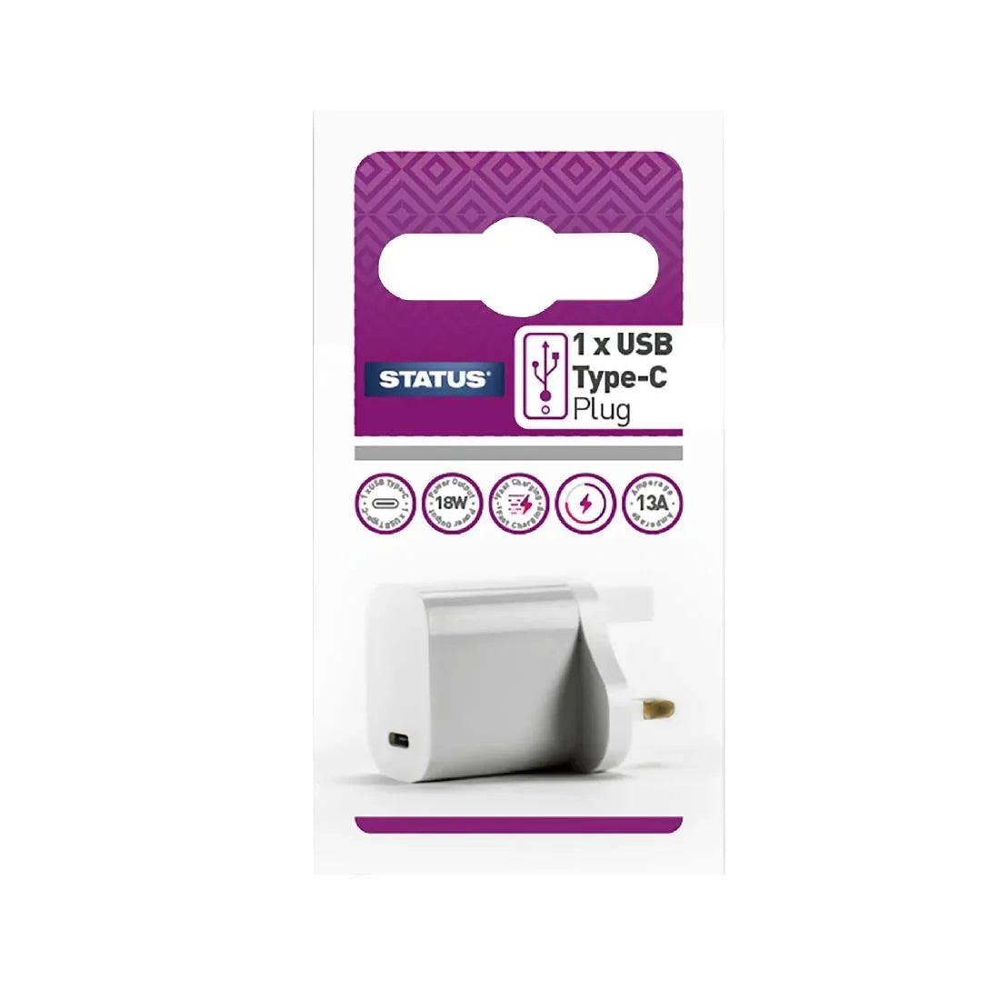 DZ478 Status 1 Port USB-C Power Adapter White - JD Catering Equipment Solutions Ltd