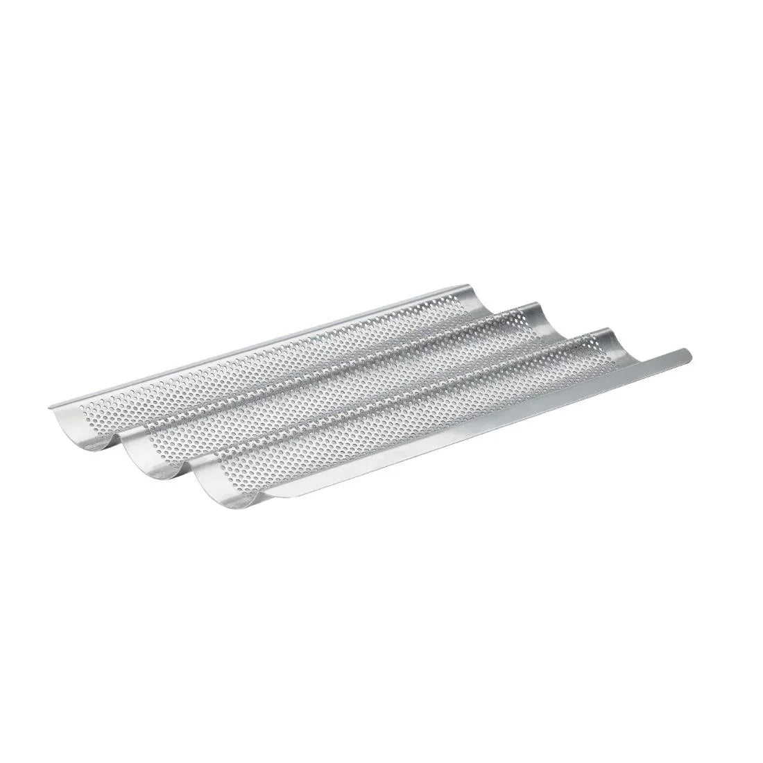 DZ727 De Buyer Perforated Baguette Baking Tray Stainless Steel 245x400mm (Pack 3)