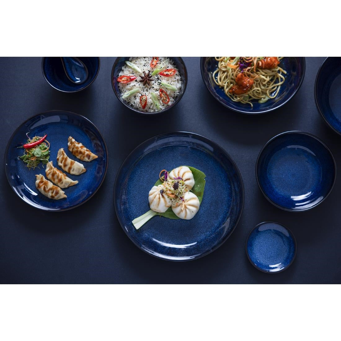 DZ776 Olympia Luna Midnight Blue Footed Bowls 205mm (Pack of 4)