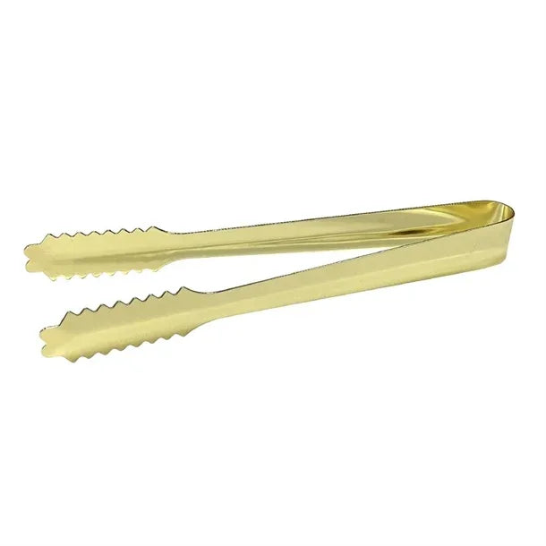 DZ789 Beaumont Stainless Steel Ice Tongs Gold Plated 7''