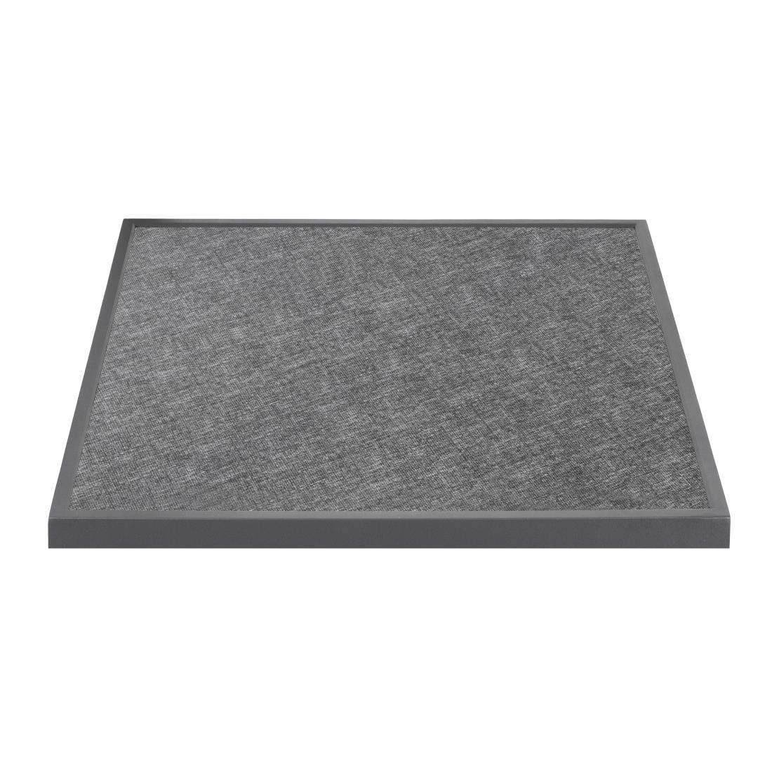 DZ873 Bolero Black Brushed Mix Outdoor Tempered Glass Table Top Square Grey Trim 700mm - JD Catering Equipment Solutions Ltd