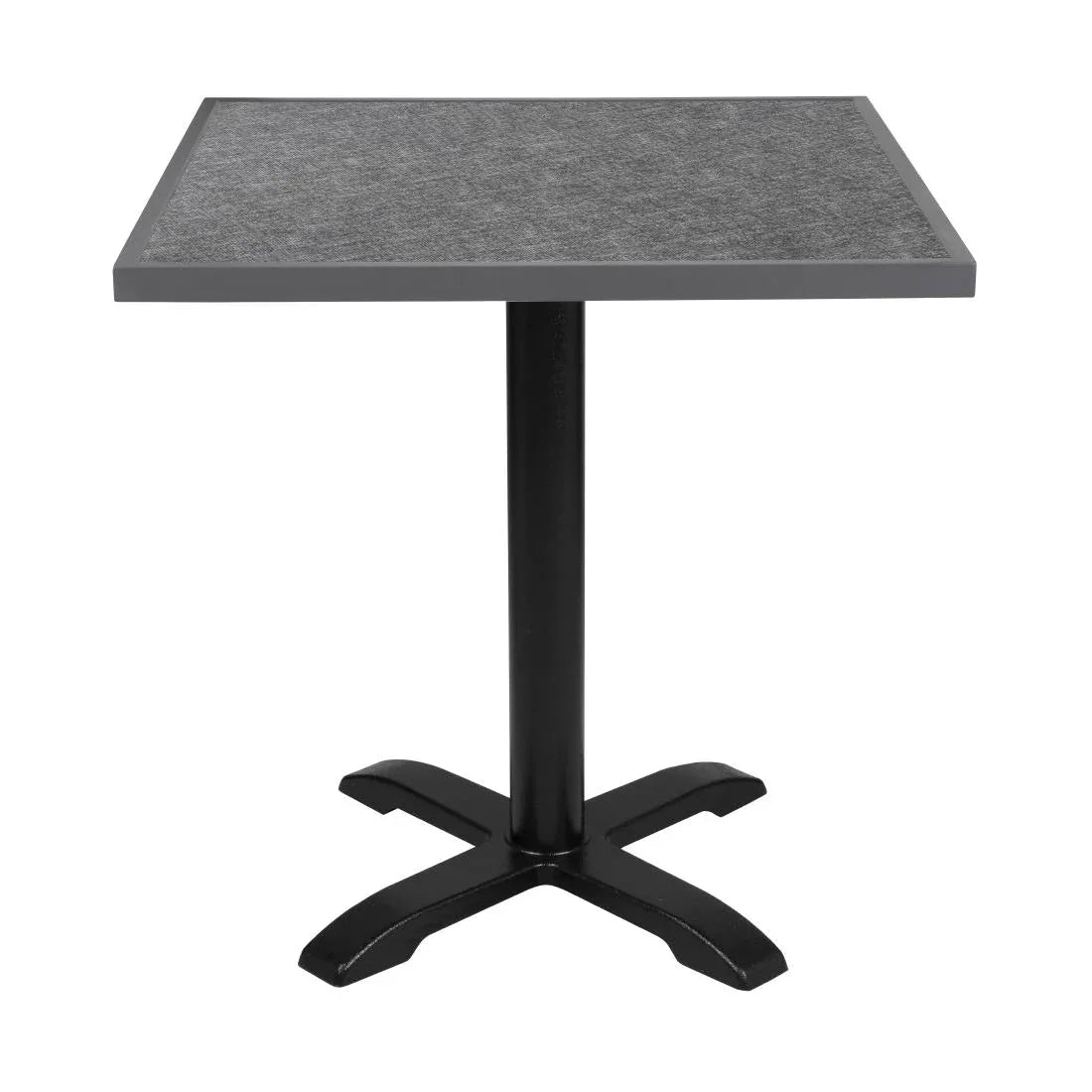 DZ873 Bolero Black Brushed Mix Outdoor Tempered Glass Table Top Square Grey Trim 700mm - JD Catering Equipment Solutions Ltd