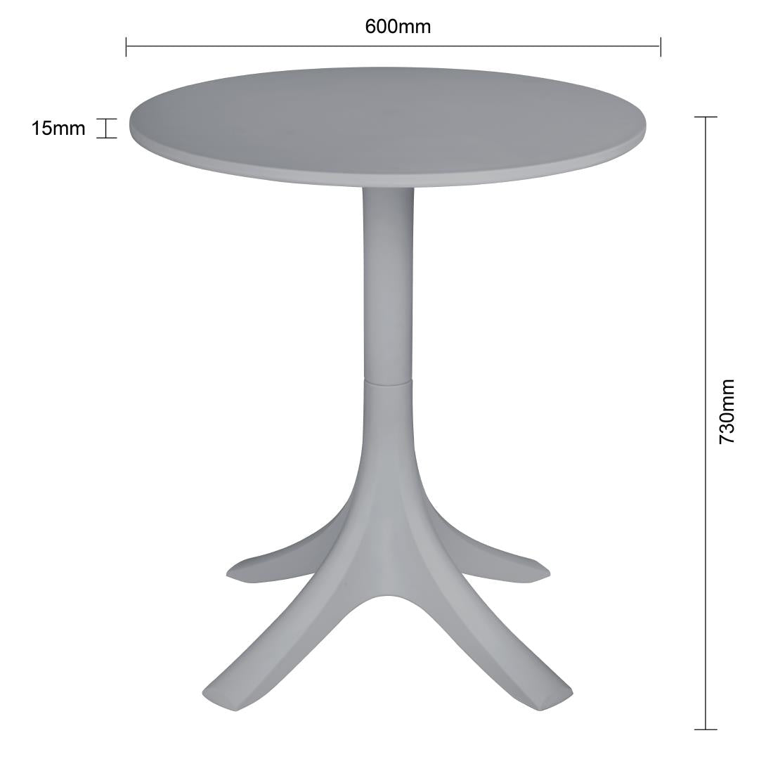 SA831 Bolero Lorenzo 700mm Round Café Table - Medium Grey