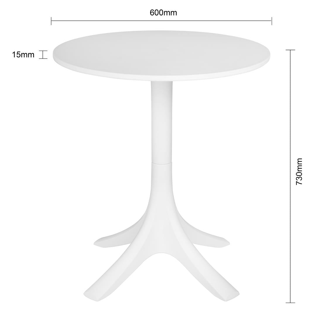 SA832 Bolero Mateo 700mm Round Café Table - White