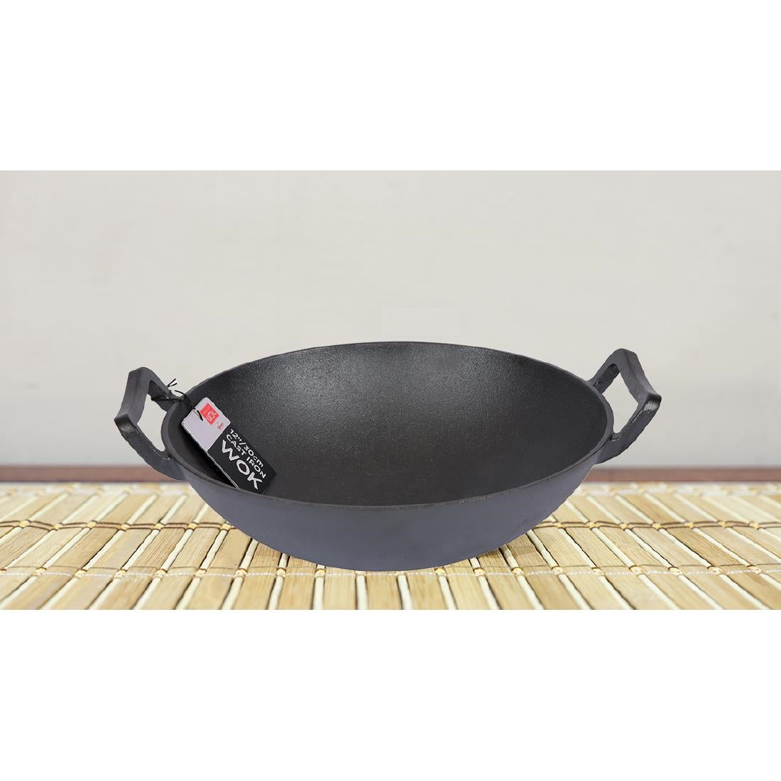 DZ889 Dexam School of Wok Pre-Seasoned Cast Iron Flat Base Wok 300mm