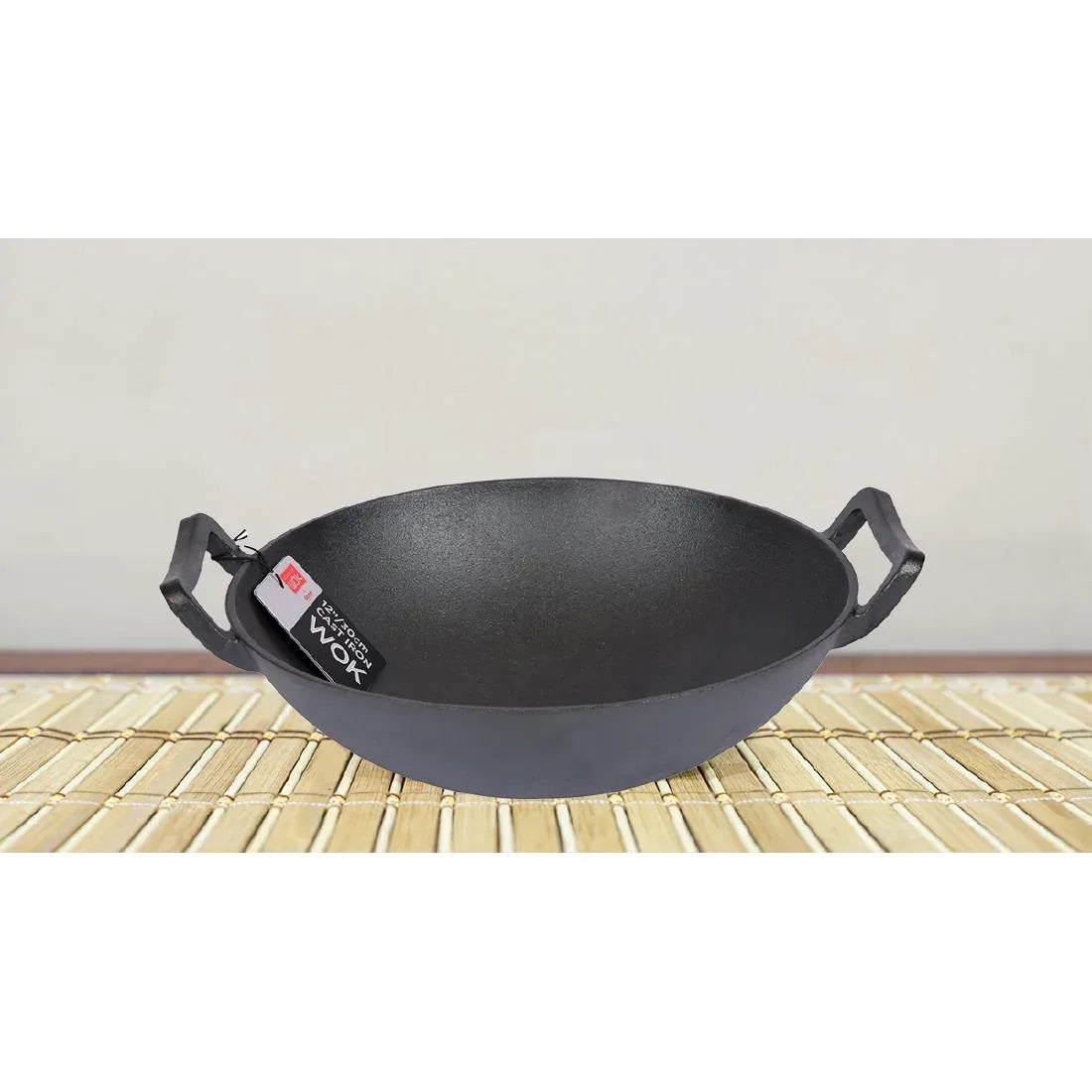 DZ889 Dexam School of Wok Pre-Seasoned Cast Iron Flat Base Wok 300mm