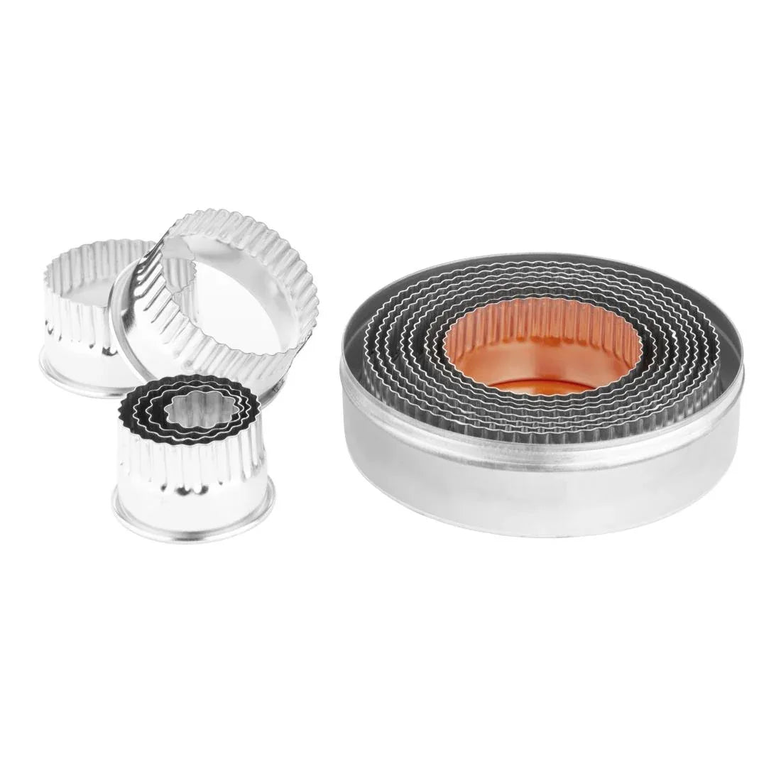 E019 Vogue Round Fluted Pastry Cutter Set (Pack of 11) - JD Catering Equipment Solutions Ltd