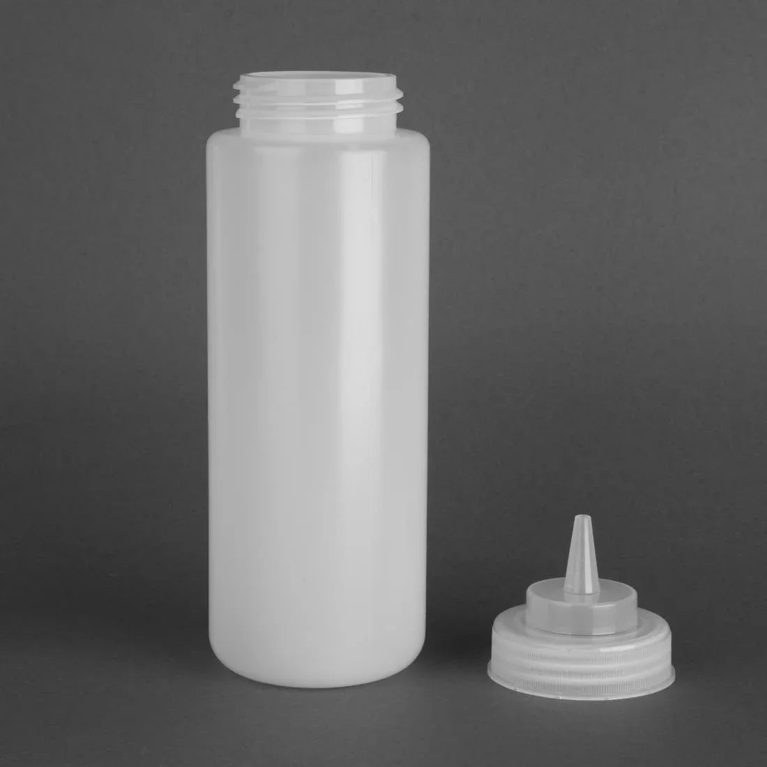 E093 Vogue Clear Wide Neck Squeeze Sauce Bottle 32oz - JD Catering Equipment Solutions Ltd
