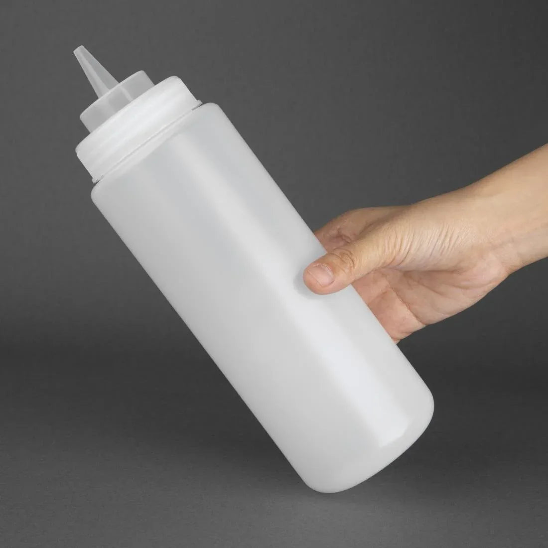 E093 Vogue Clear Wide Neck Squeeze Sauce Bottle 32oz - JD Catering Equipment Solutions Ltd