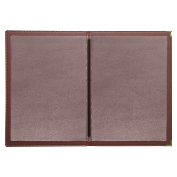 E222 Olympia Faux Leather Menu Cover A4 Burgundy