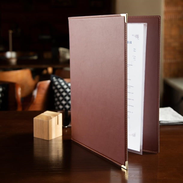 E222 Olympia Faux Leather Menu Cover A4 Burgundy