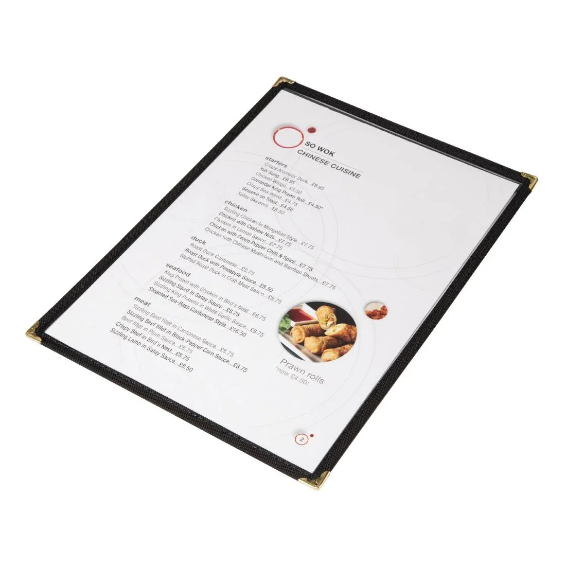 E292 Olympia American Style Menu Cover Black A4 - JD Catering Equipment Solutions Ltd