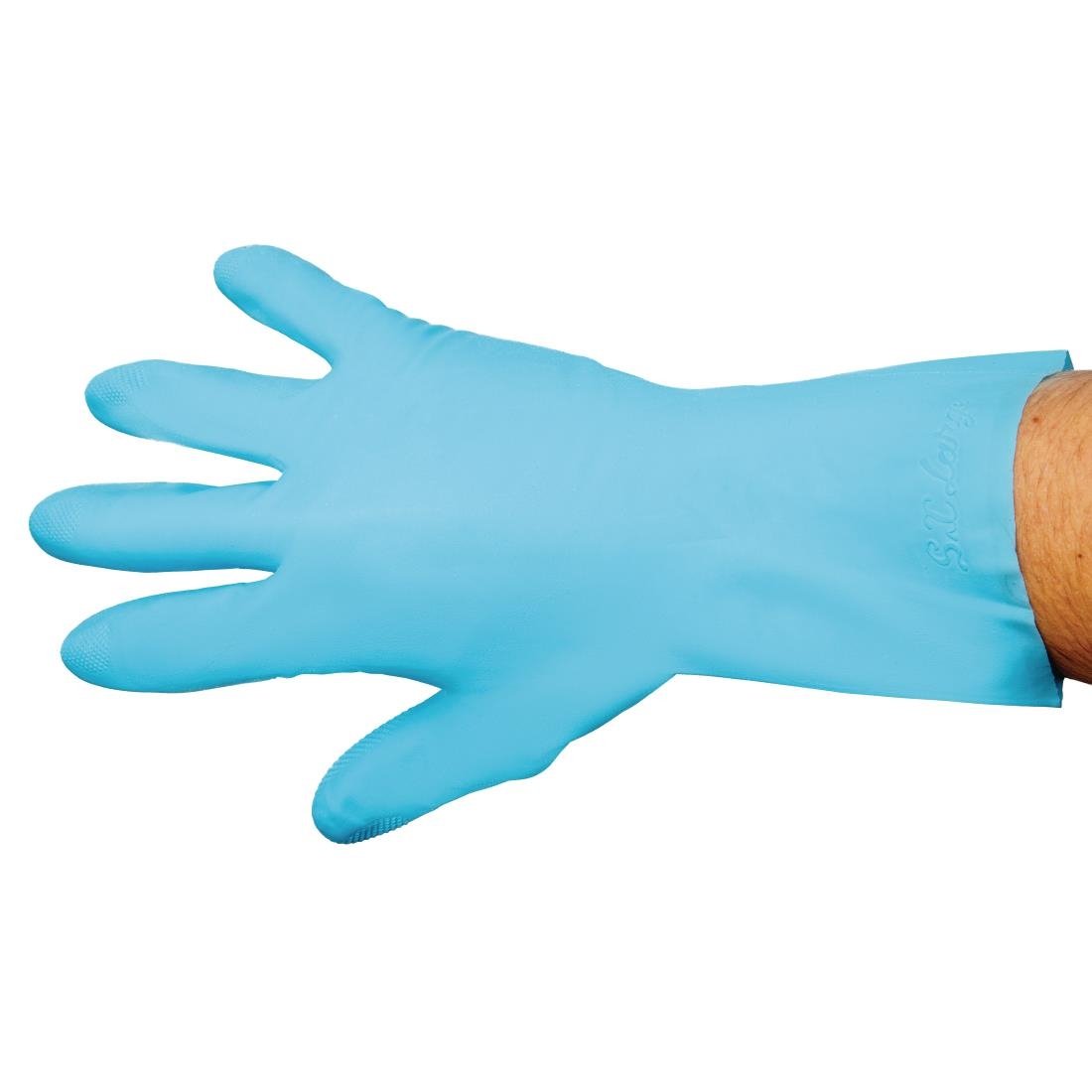 FA291-M MAPA Vital 117 Liquid-Proof Light-Duty Janitorial Gloves Blue Medium