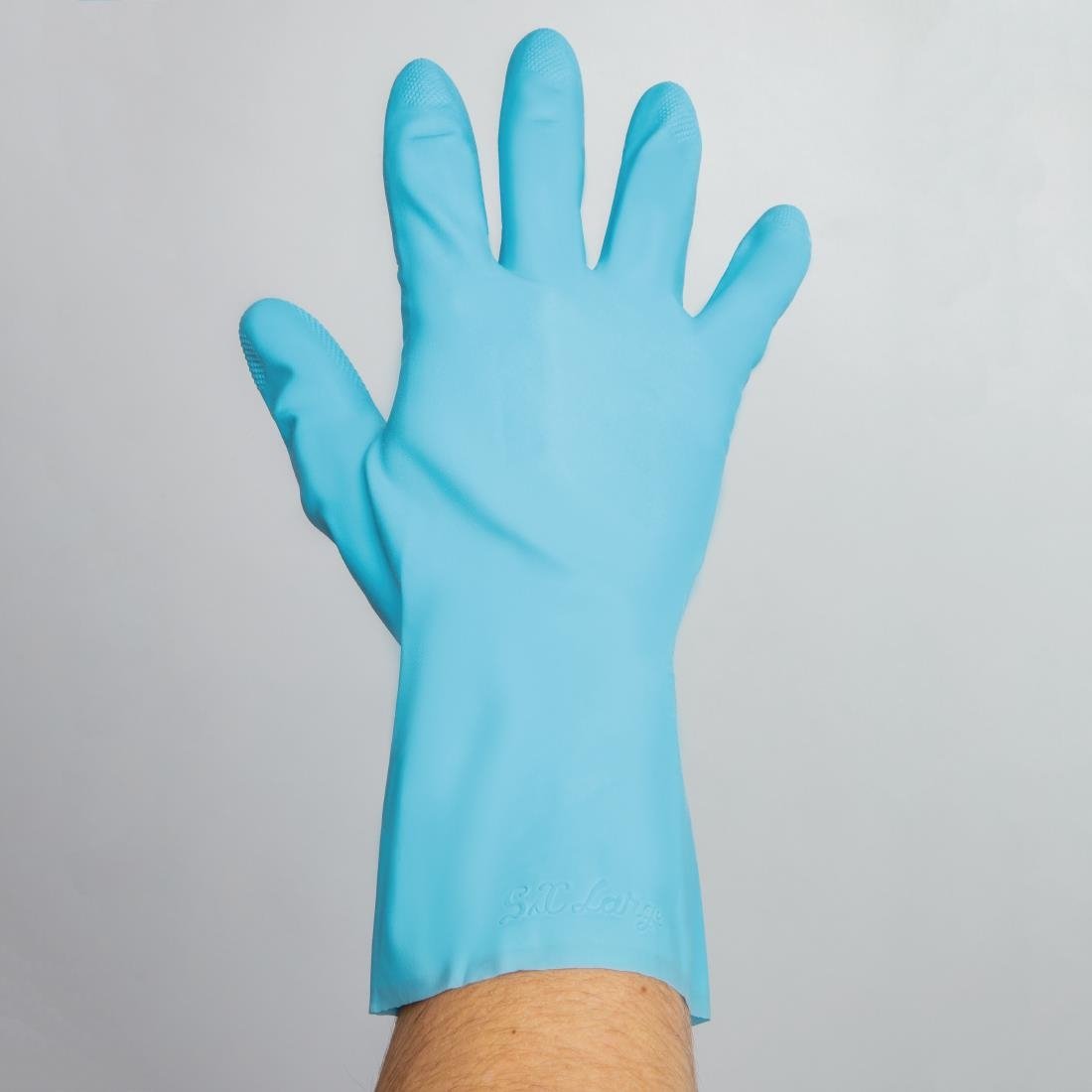 FA291-M MAPA Vital 117 Liquid-Proof Light-Duty Janitorial Gloves Blue Medium