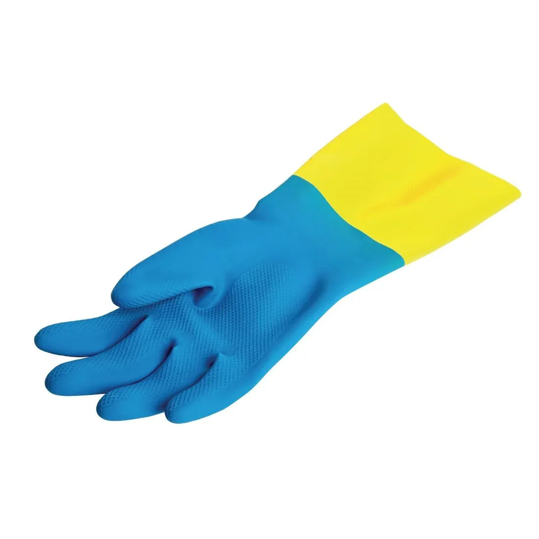 FA296-L MAPA Alto 405 Liquid-Proof Heavy-Duty Janitorial Gloves Blue and Yellow Large