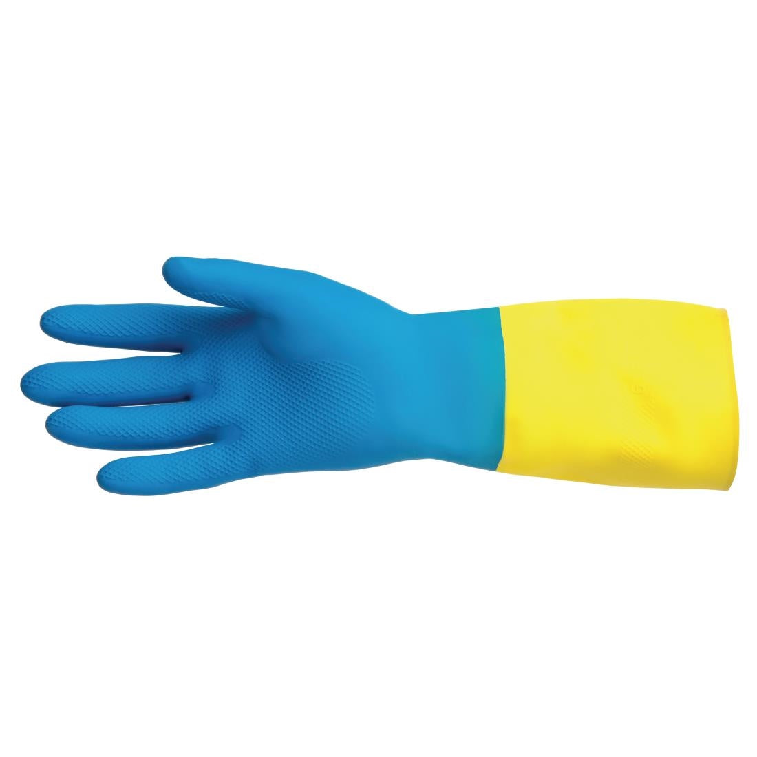 FA296-L MAPA Alto 405 Liquid-Proof Heavy-Duty Janitorial Gloves Blue and Yellow Large