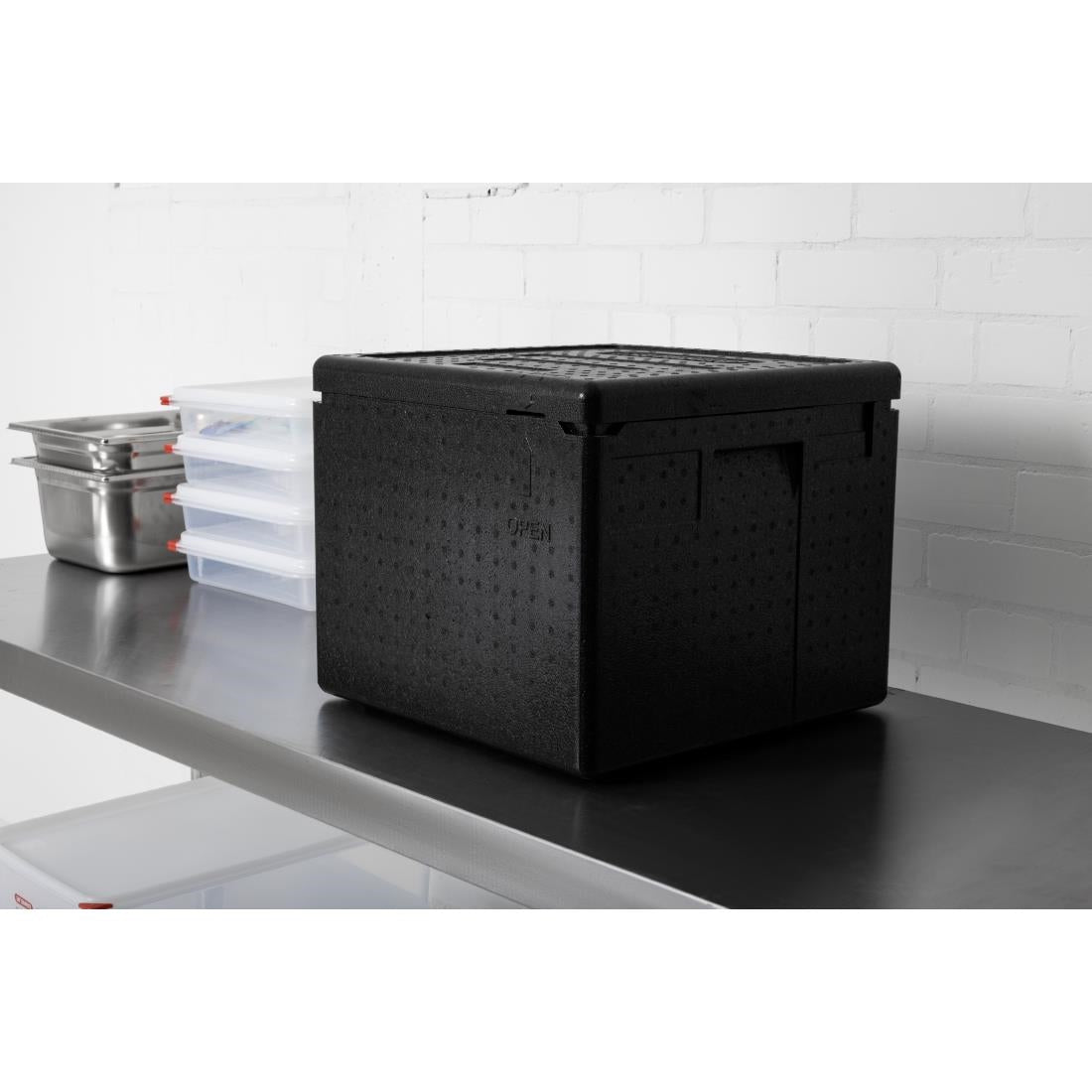 Cambro GoBox EPP Top Loading Four-Pizza Insulated Pizza Box Carrier Black