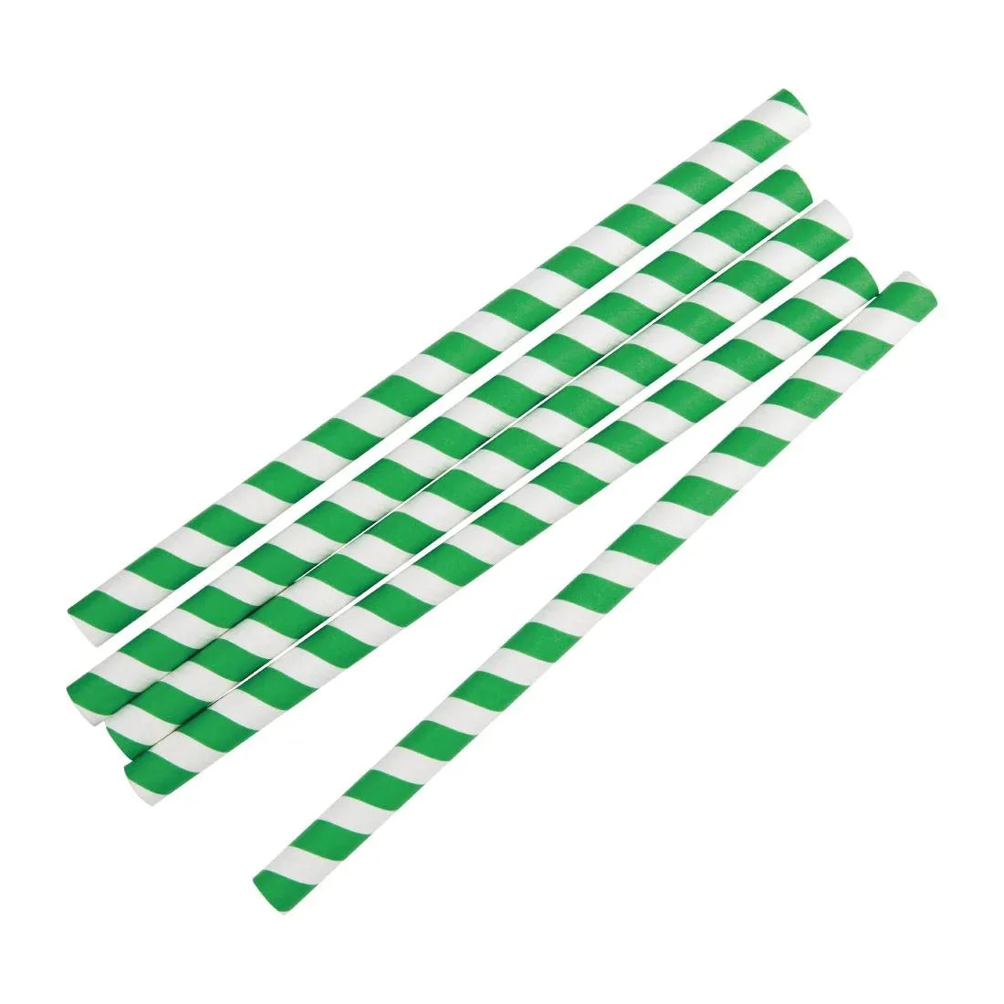 FB148 Fiesta Compostable Paper Smoothie Straws Green Stripes (Pack of 250) - JD Catering Equipment Solutions Ltd