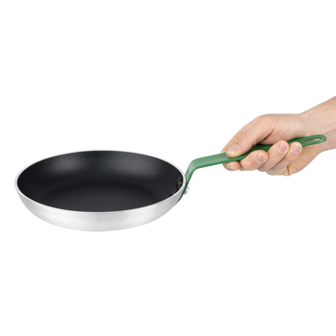 HT962 Hygiplas Aluminium Non-stick Teflon Platinum Plus Frying Pan Green Handle 24cm