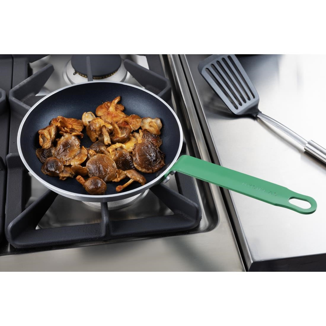 HT962 Hygiplas Aluminium Non-stick Teflon Platinum Plus Frying Pan Green Handle 24cm