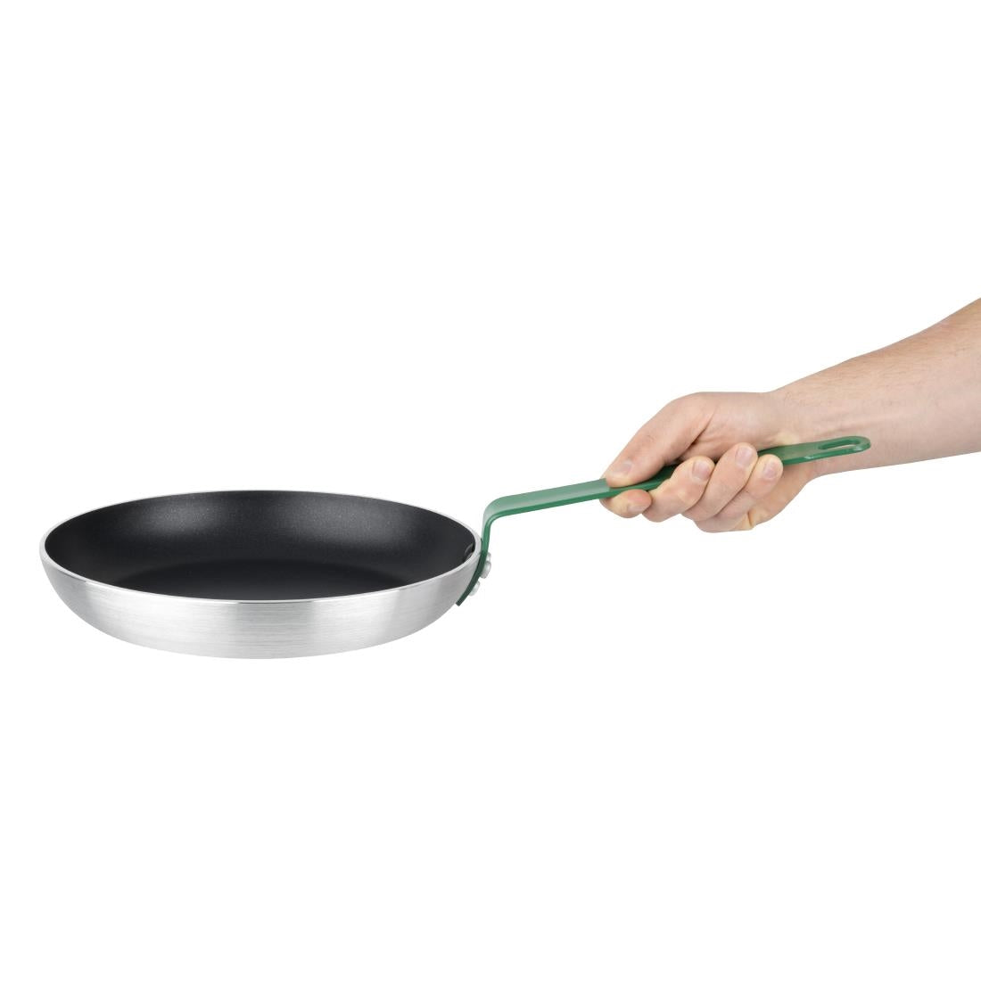 HT963 Hygiplas Aluminium Non-stick Teflon Platinum Plus Frying Pan Green Handle 28cm