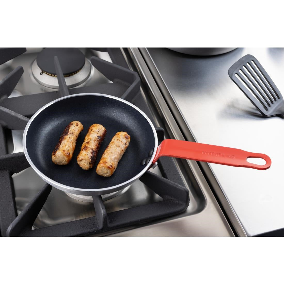 HT964 Hygiplas Aluminium Non-stick Teflon Platinum Plus Frying Pan with Red Handle 20cm