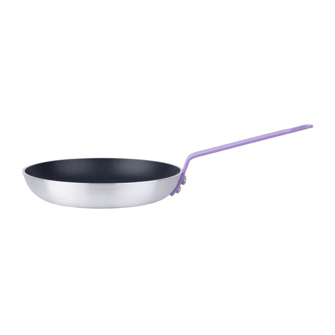 HT968 Hygiplas Aluminium Non-Stick Teflon Platinum Plus Frying Pan with Purple Handle 24cm