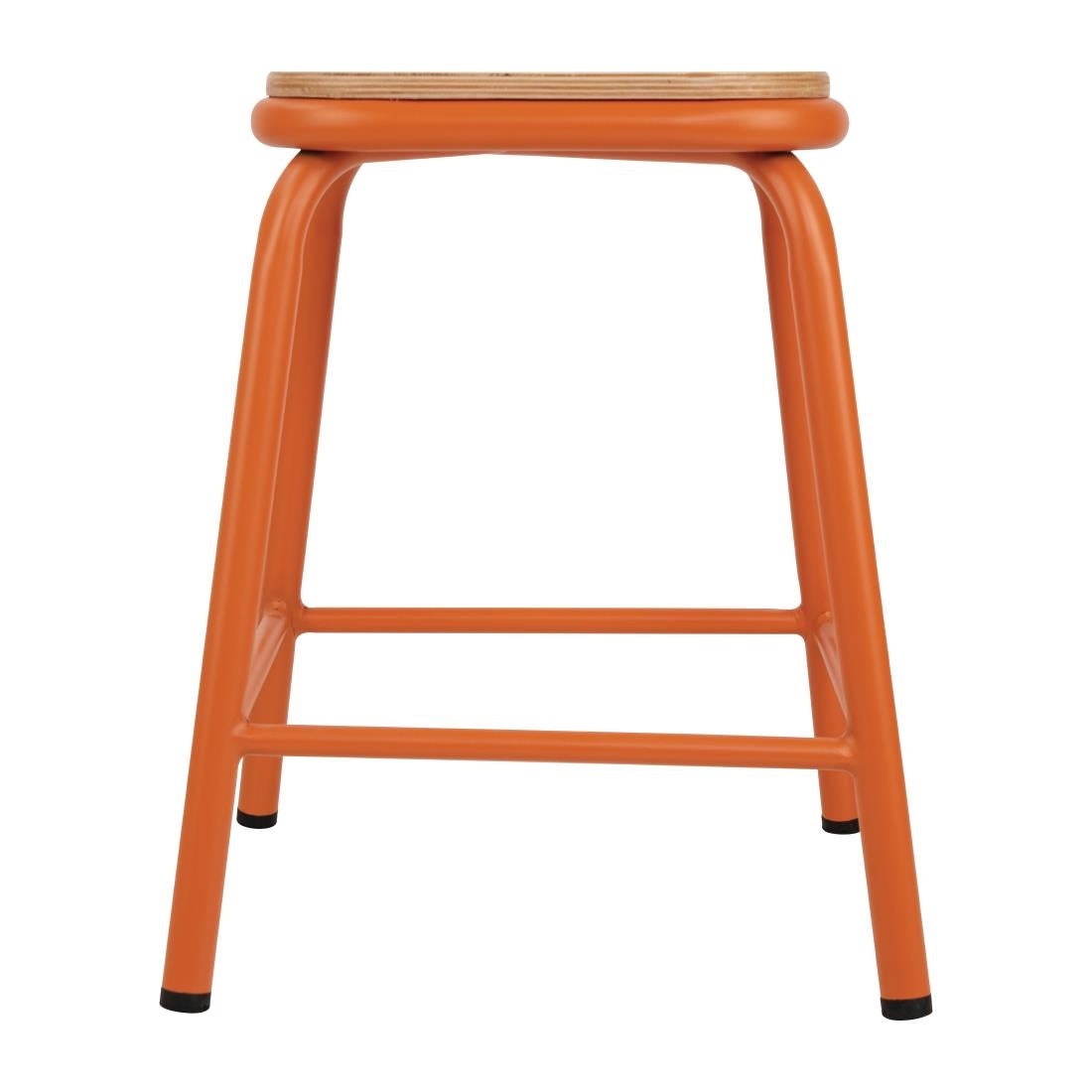 Bolero Cantina Low Stools with Wooden Seats Orange (4 Pack)