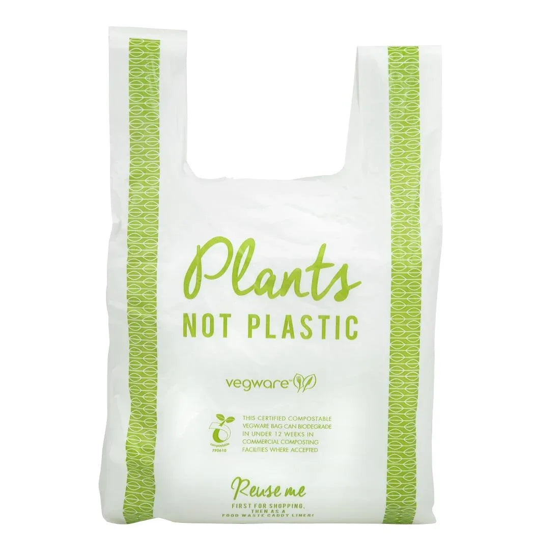 FC892 Vegware Compostable PLA Carrier Bags Medium (Pack of 500) - JD Catering Equipment Solutions Ltd
