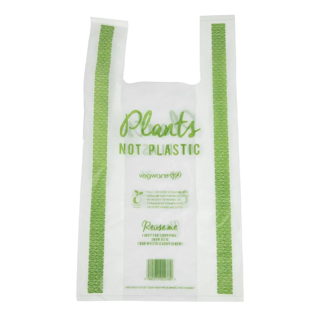 FC892 Vegware Compostable PLA Carrier Bags Medium (Pack of 500) - JD Catering Equipment Solutions Ltd