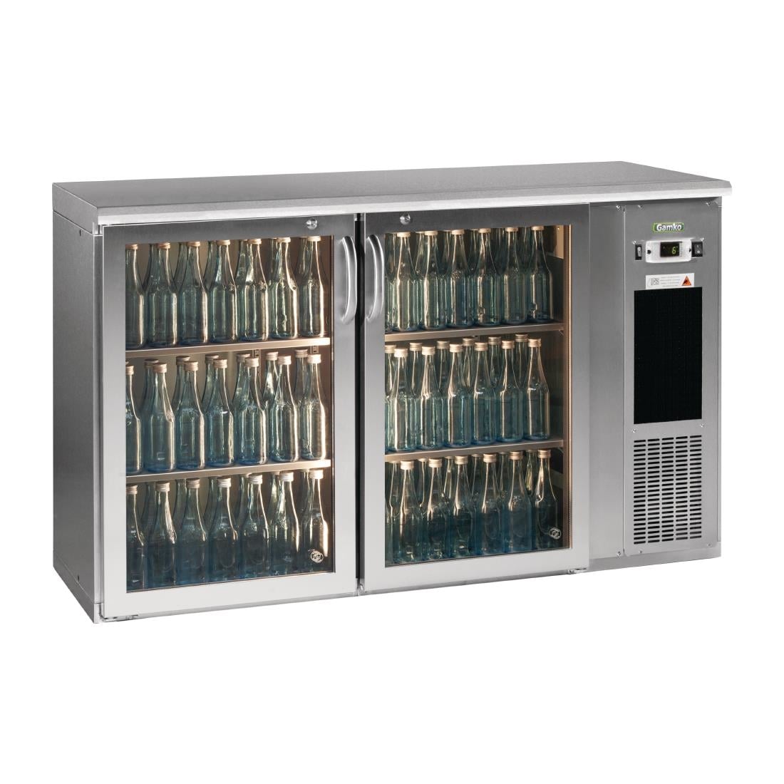 Gamko E3 Bottle Cooler with 2 Hinged Glass Doors Silver 364Ltr