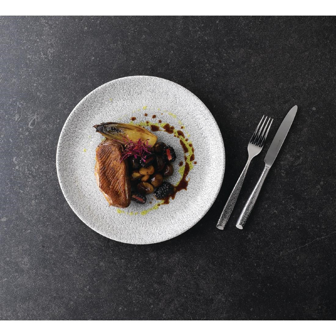 FD880 Churchill Raku Jasper Grey Evolve Coupe Plate 8.67" (Box 12) (Direct)