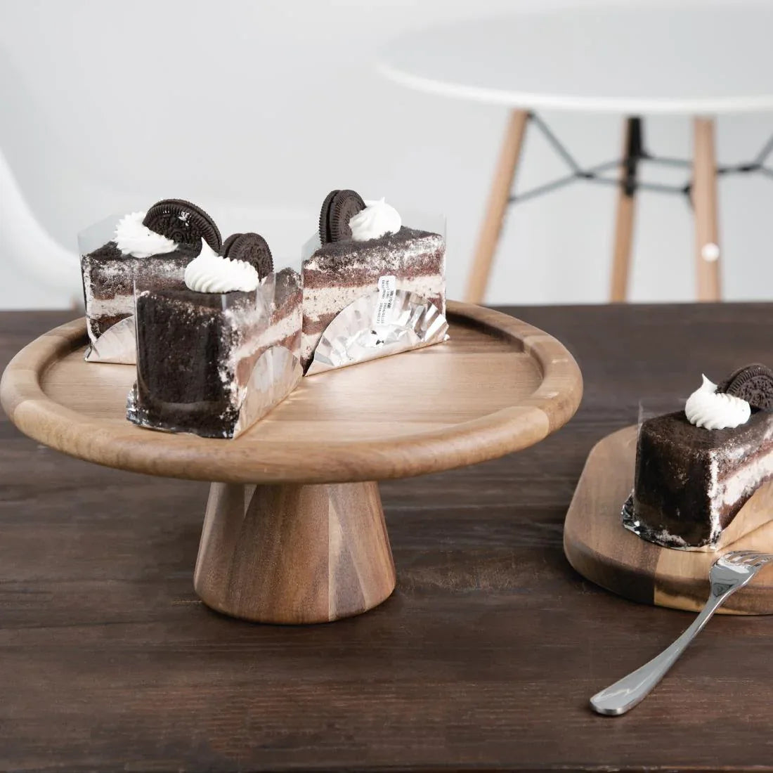 FE150 Olympia Acacia Cake Stand 305(Ø) x 127(H)mm - JD Catering Equipment Solutions Ltd