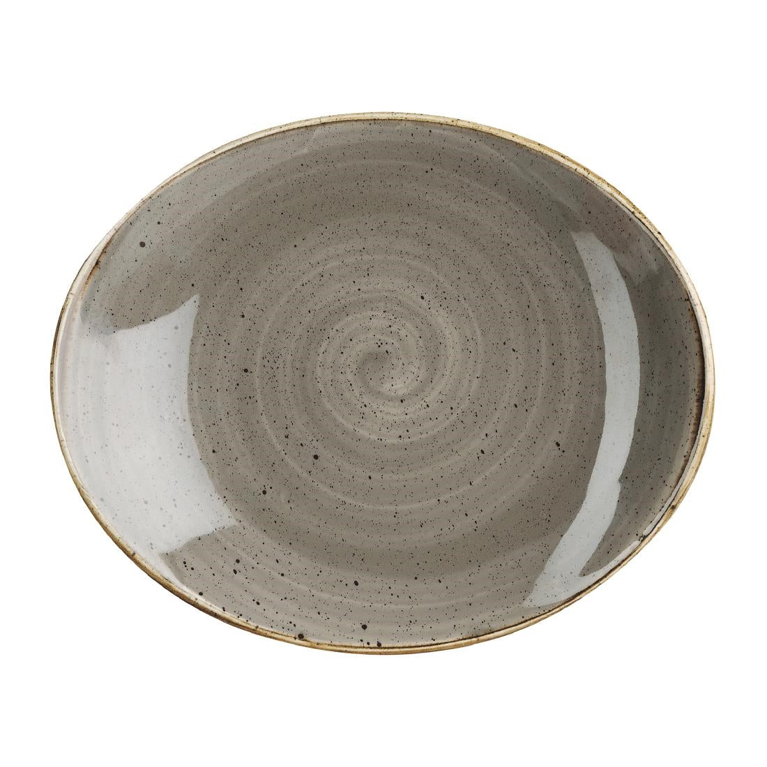 Churchill Stonecast Orbit Oval Coupe Plates Peppercorn Grey 192x160mm (12 Pack)