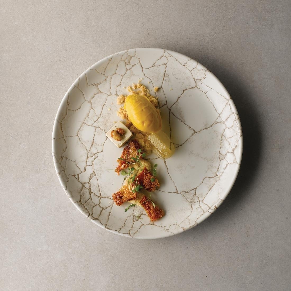 FJ802 Studio Prints Kintsugi Agate Grey Coupe Plate 8 2/3 " (Box 12)