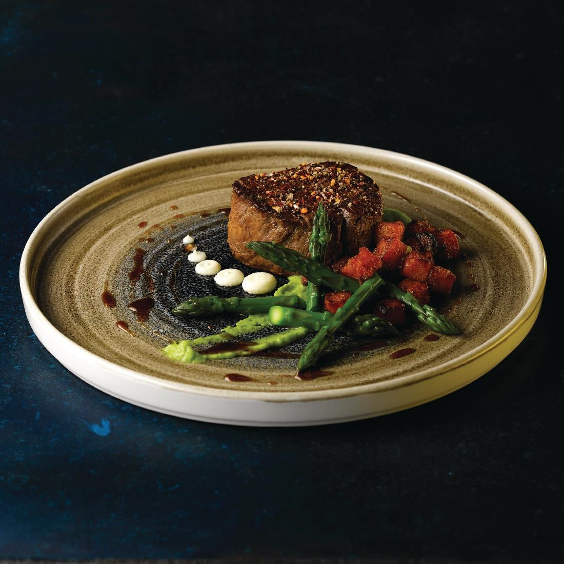 FJ961 Stonecast Aqueous Bayou Walled Plate 10 1/4 " (Box 6)