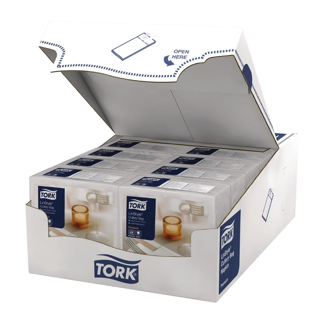 Tork LinStyle Cutlery Bag Napkins White (14 Pack)
