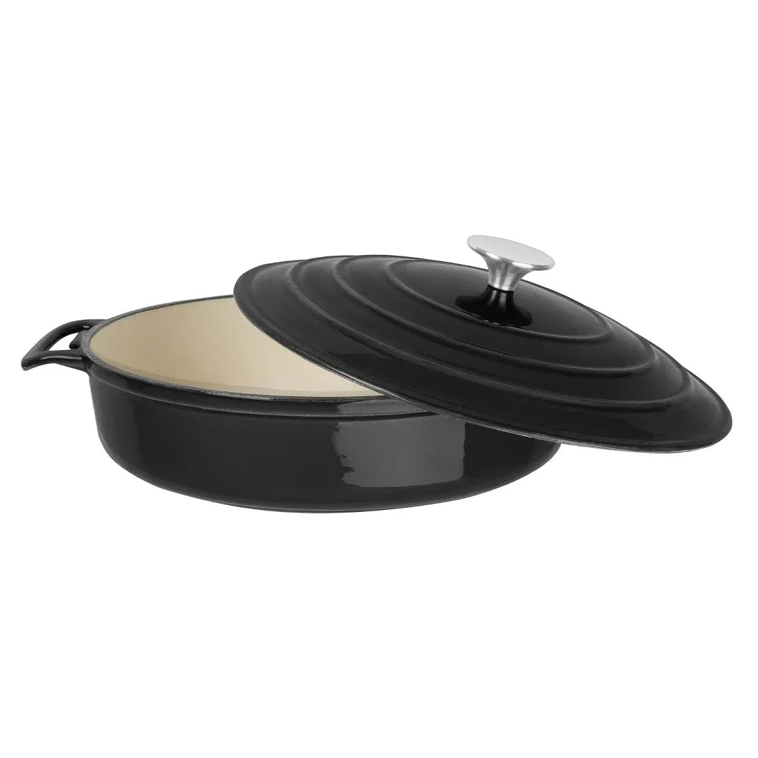 FS477 Vogue Round Sauté Pan Black 3.5Ltr 280(D)x65(H)mm - JD Catering Equipment Solutions Ltd