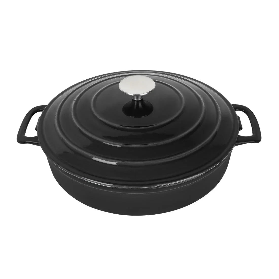 FS477 Vogue Round Sauté Pan Black 3.5Ltr 280(D)x65(H)mm - JD Catering Equipment Solutions Ltd