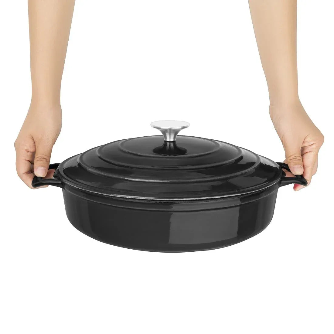 FS477 Vogue Round Sauté Pan Black 3.5Ltr 280(D)x65(H)mm - JD Catering Equipment Solutions Ltd