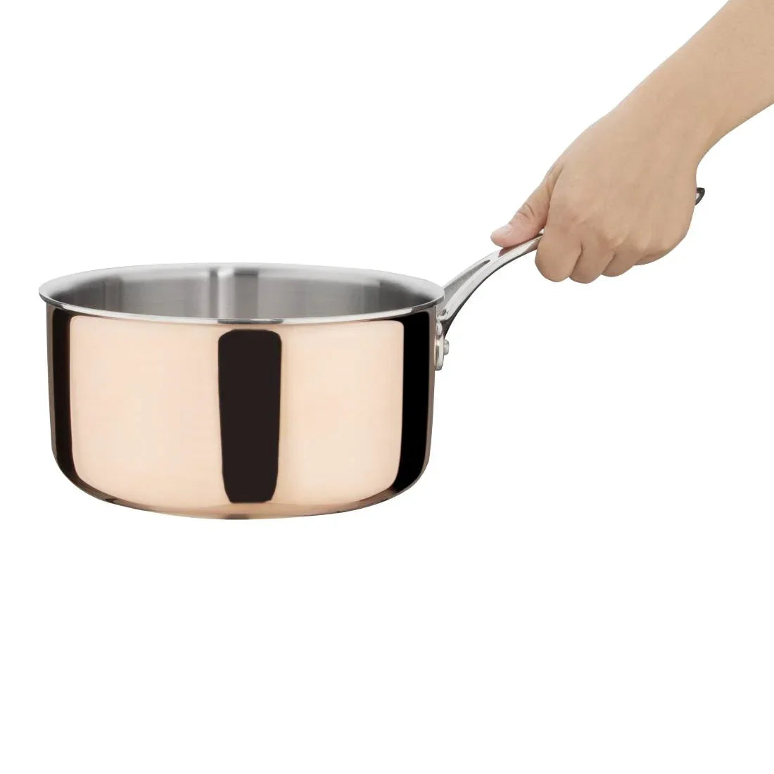 FS667 Vogue Induction Tri-Wall Copper Saucepan - 200x100mm - JD Catering Equipment Solutions Ltd