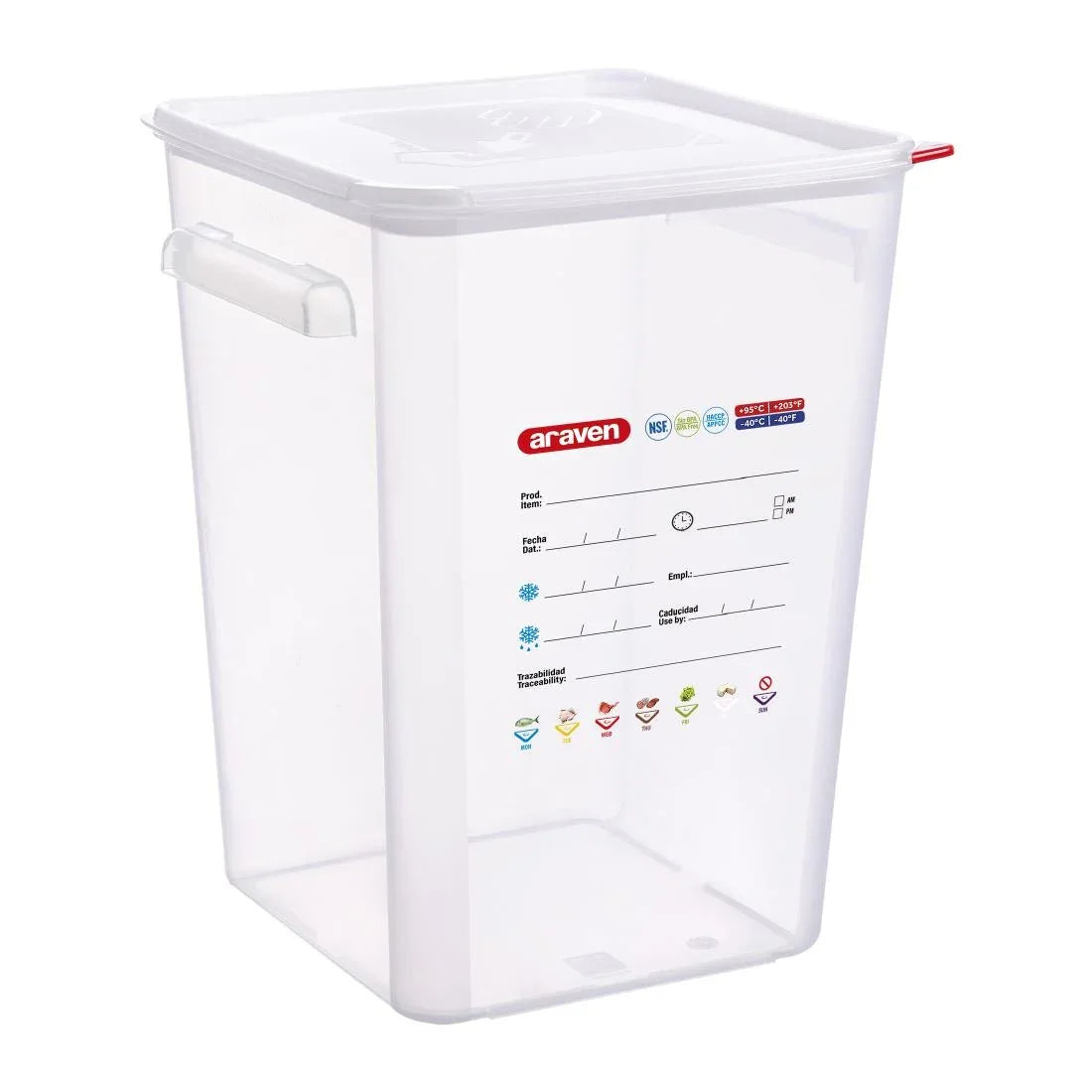 FU106 Araven Squared Transparent Polypropylene Container with Lid 22Ltr - JD Catering Equipment Solutions Ltd