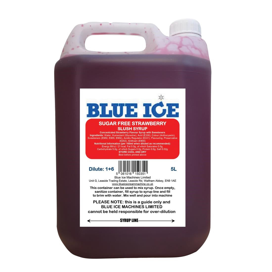 FU118 Blue Ice Slush Mix Sugar Free Strawberry Flavour 5Ltr