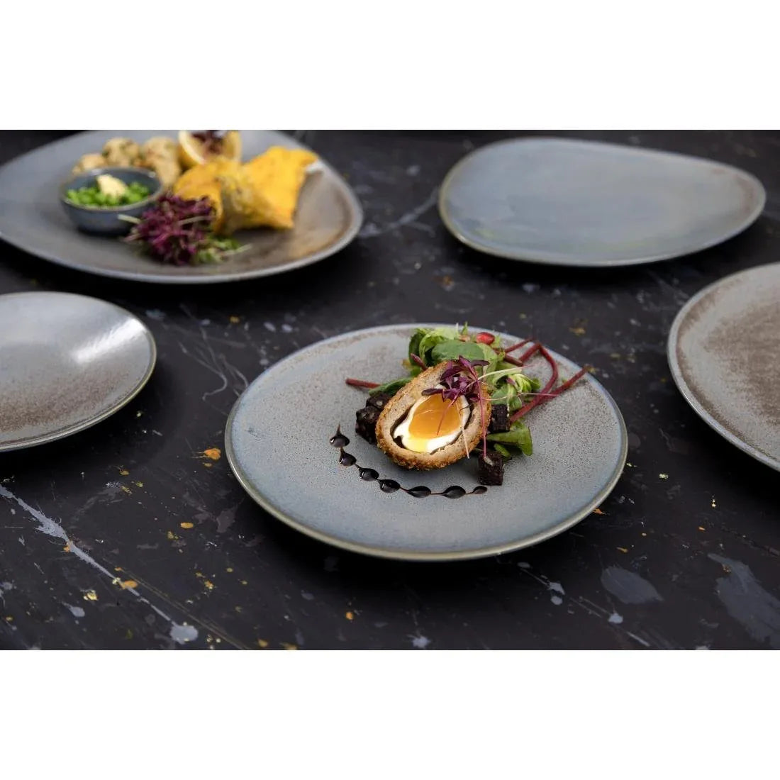 FU179 Olympia Ember Blue Triangle Plates 250mm (Pack of 6)