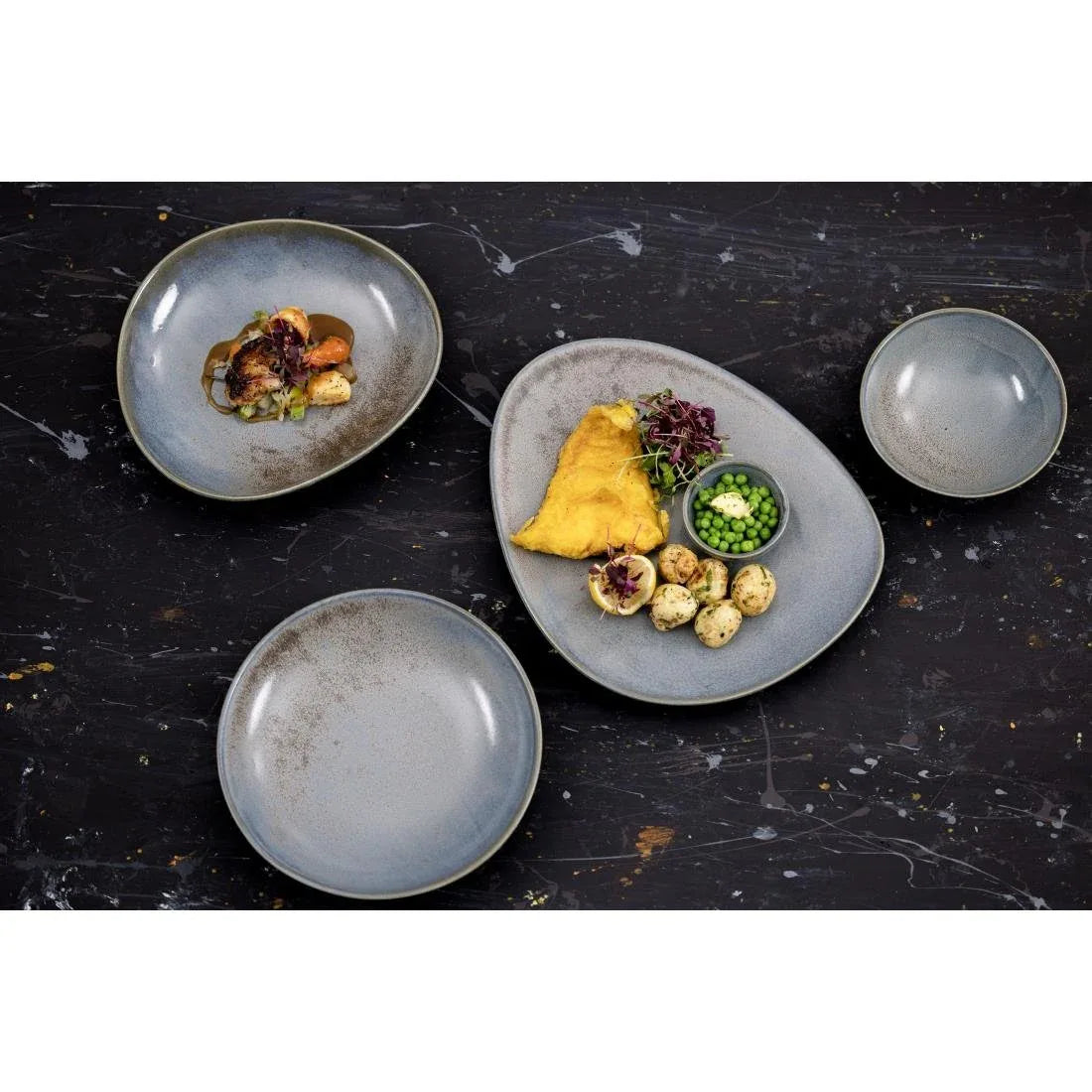 FU181 Olympia Ember Blue Triangle Bowls 245mm (Pack of 4)