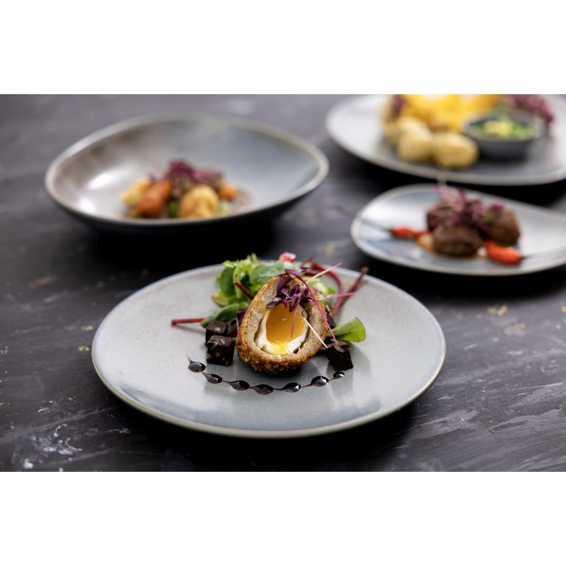 FU171 Olympia Ember Blue Coupe Plates 230mm (Pack of 6)