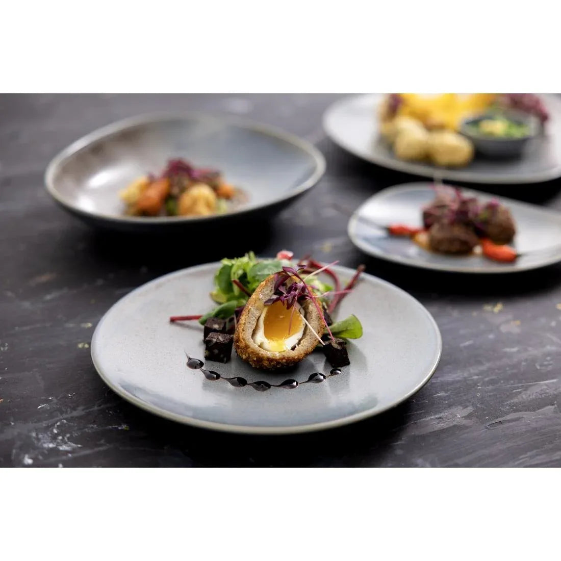FU179 Olympia Ember Blue Triangle Plates 250mm (Pack of 6)