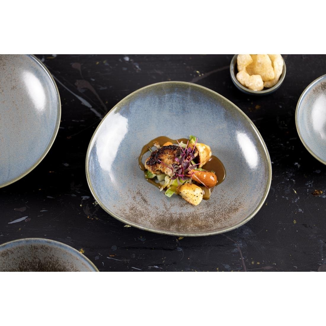 FU181 Olympia Ember Blue Triangle Bowls 245mm (Pack of 4)