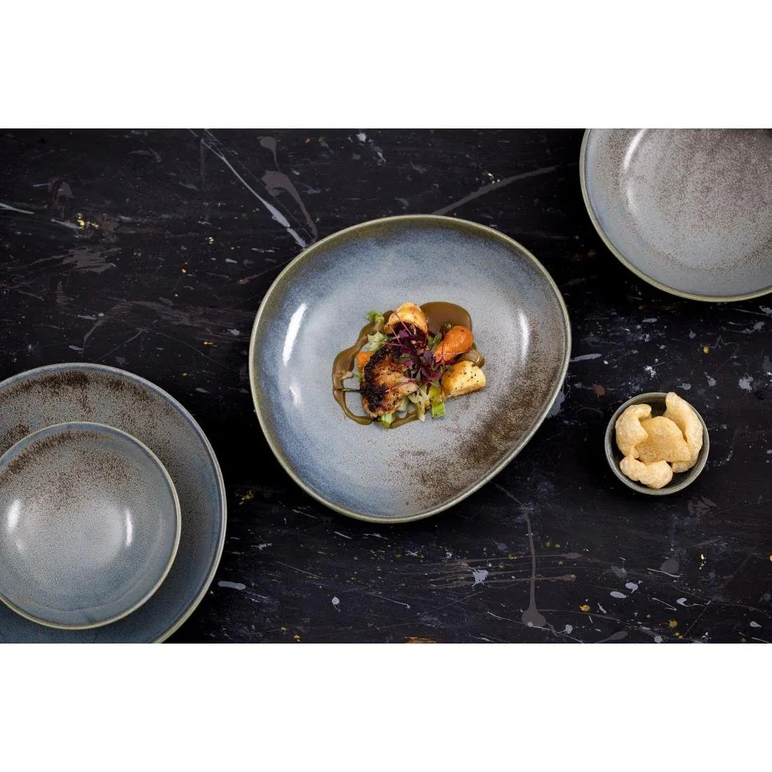 FU174 Olympia Ember Blue Low Coupe Bowls 230mm (Pack of 4)