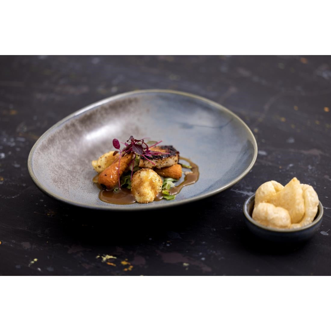 FU181 Olympia Ember Blue Triangle Bowls 245mm (Pack of 4)